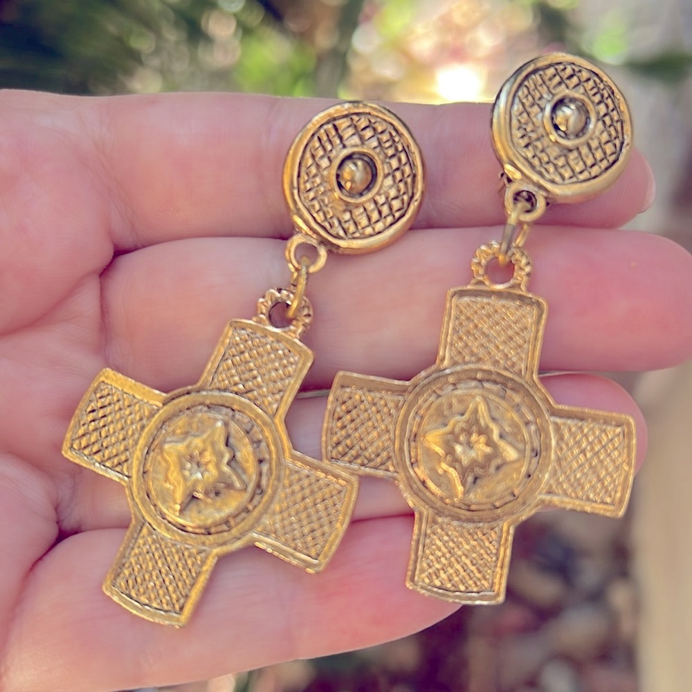 Vintage Express Cross Earrings